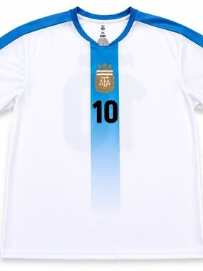 Lionel Messi #10 Argentina Soccer Jersey White Blue Men’s Medium M NWT